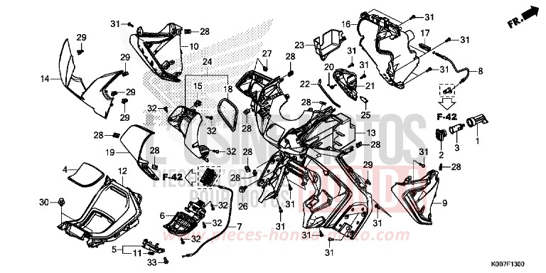 INNERE ABDECKUNG von Forza 300 MAT PEARL COOL WHITE (NHB44) von 2019